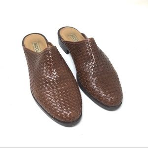 Nicole Peanut Woven Mules Leather 9.5”